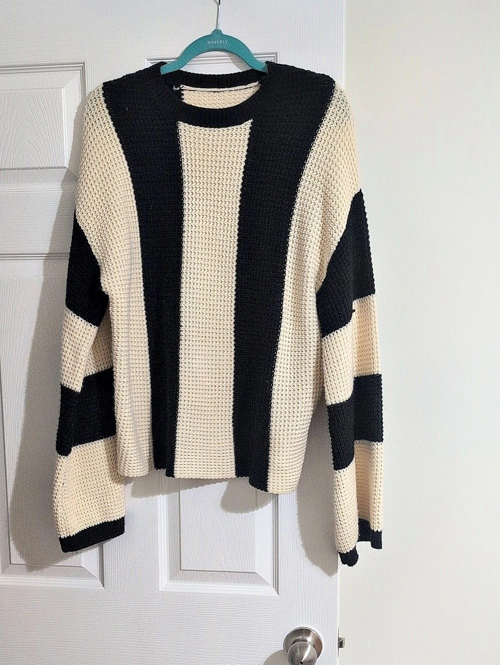 SHEIN Retro Wide Stripe Knit Sweater Color Block Large